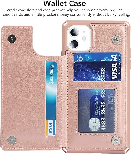 Miniatura 5 de iCoverCase Funda compatible con iPhone 11 con tarjetero para mujer, bloqueo RFID en relieve, piel sintética con correa de muñeca de 6.1 pulgadas