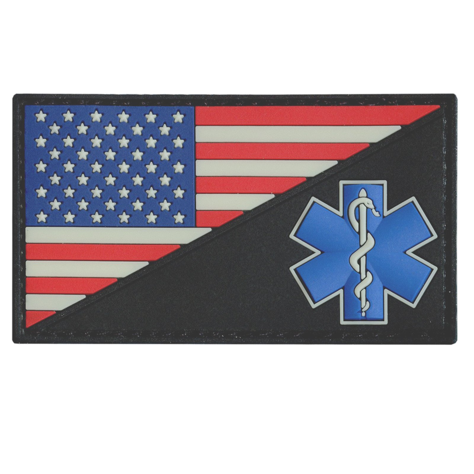 USA American Flag EMS EMT Paramedic Medic Tactical Morale PVC Rubber Fastener