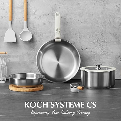 Miniatura 9 de KOCH SYSTEME CS Juego de ollas y sartenes de acero inoxidable, juego de utensilios de cocina de acero inoxidable de 7 piezas con mango desmontable,