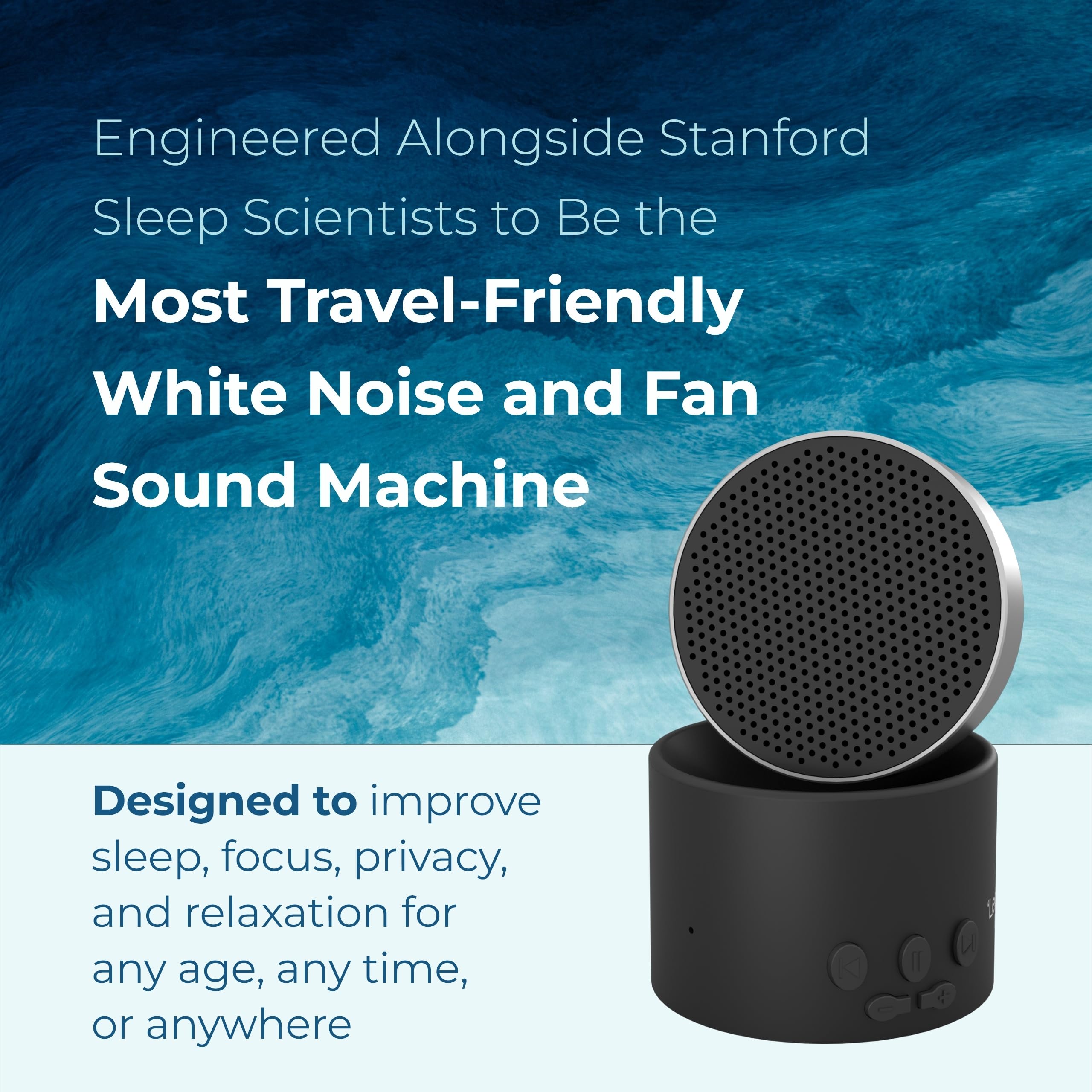 Lectrofan Micro2 Portable White Noise Fan Sound Machine Bluetooth Noir