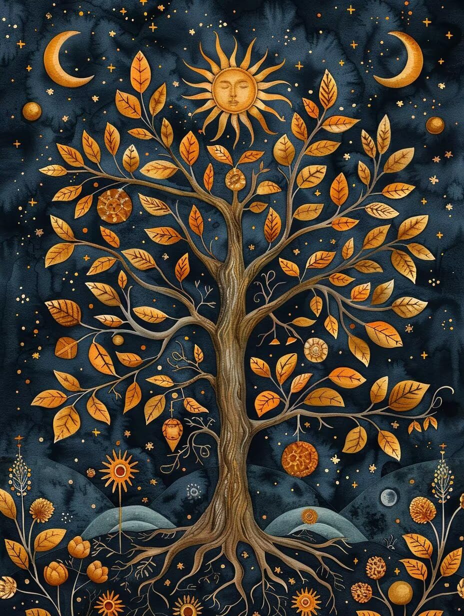 5D Diamond Art Kits for Adults Tree Diamond Painting Sun, DIY Gem Arts and Crafts for Adults, Hobbies for Women, Full Drill Paint by Numbers for Room Decor, Birthday Gifts for Women 40x54 in G-5207