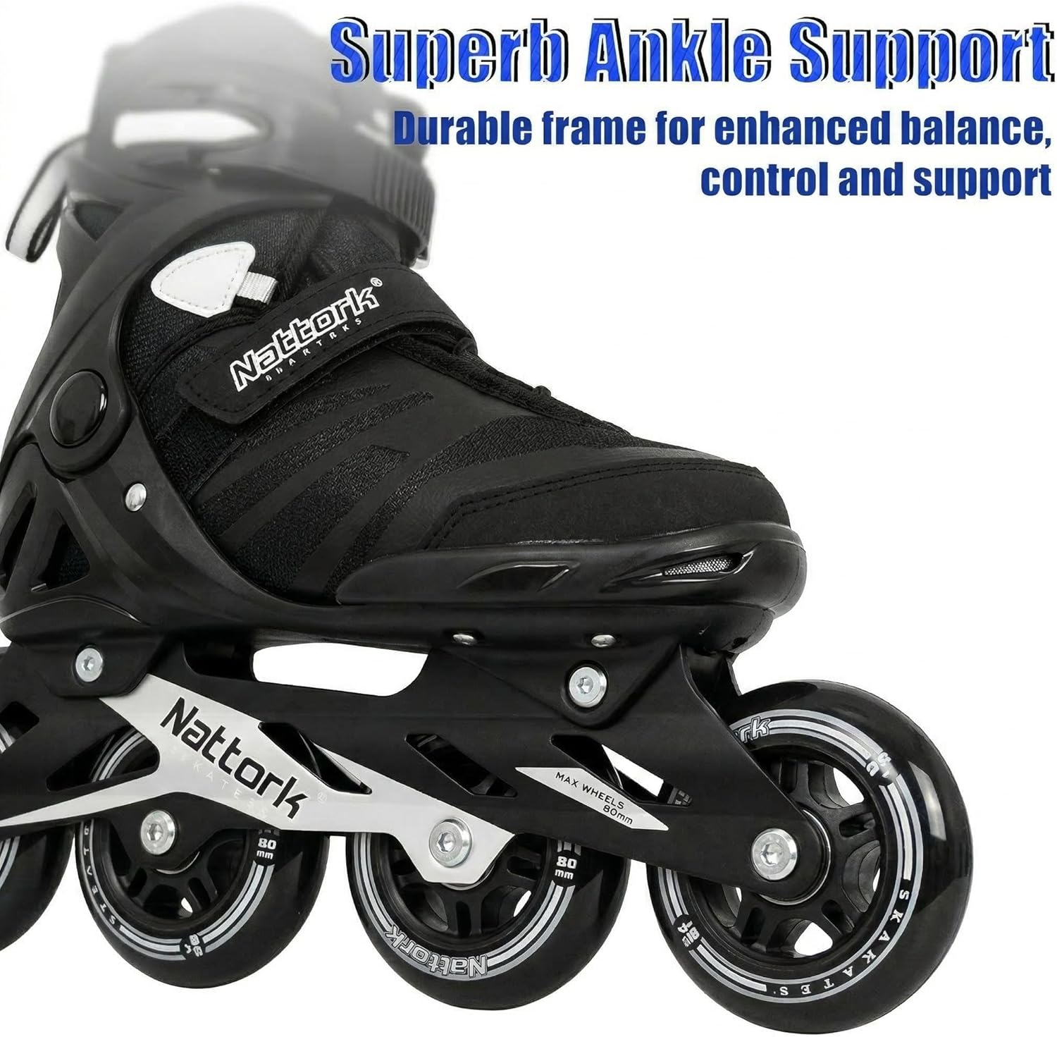 Nattork Adult Inline Skates for Men Women, Fitness Blades Roller with Aluminum Frame, PU Wheels and Breathable Mesh