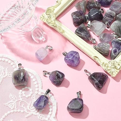 Miniatura 3 de DanLingJewelry Colgantes de chakra reiki de punto curativo natural para collares, aretes, pulseras, joyería, Acero inoxidable