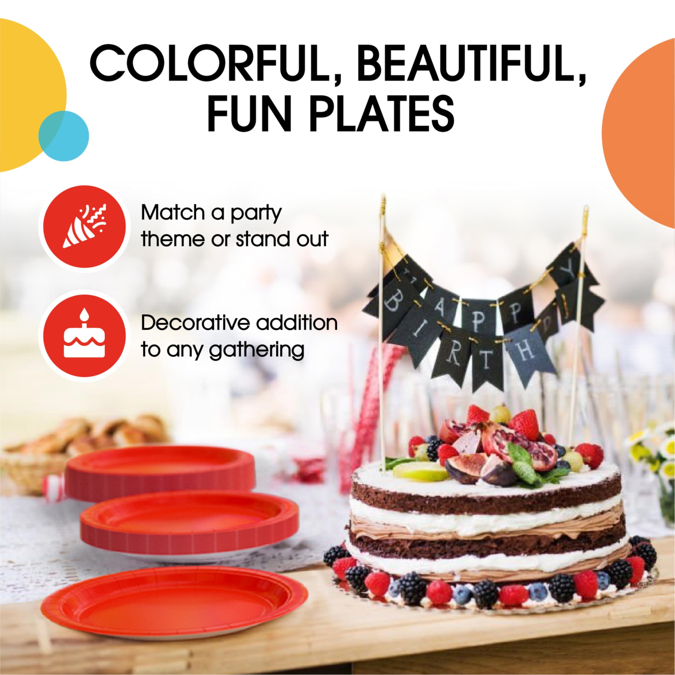 Piatti Di Carta A Pois Colorati – 96 Pezzi Resistenti 350 G/m², 21 Cm, Usa E Getta Per Feste E Compleanni
