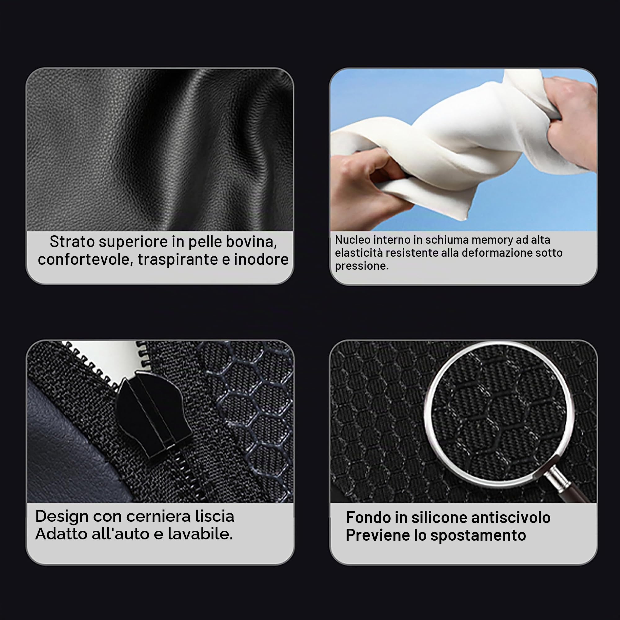 bracciolo auto universale pad,Vera pelle bovina Copertura console centrale,Nero Bracciolo Box mat,Schiuma memoria Vera pelle mucca,Cuscino poggiabraccio consolle(sizeA 30x15x5.5cm)