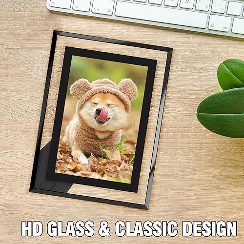 Miniatura 6 de Marcos de fotos de 4 x 6 pulgadas, color negro, juego de 2, marcos de fotos de vidrio real HD de 4 x 6 para exhibición de mesa, regalos de boda,