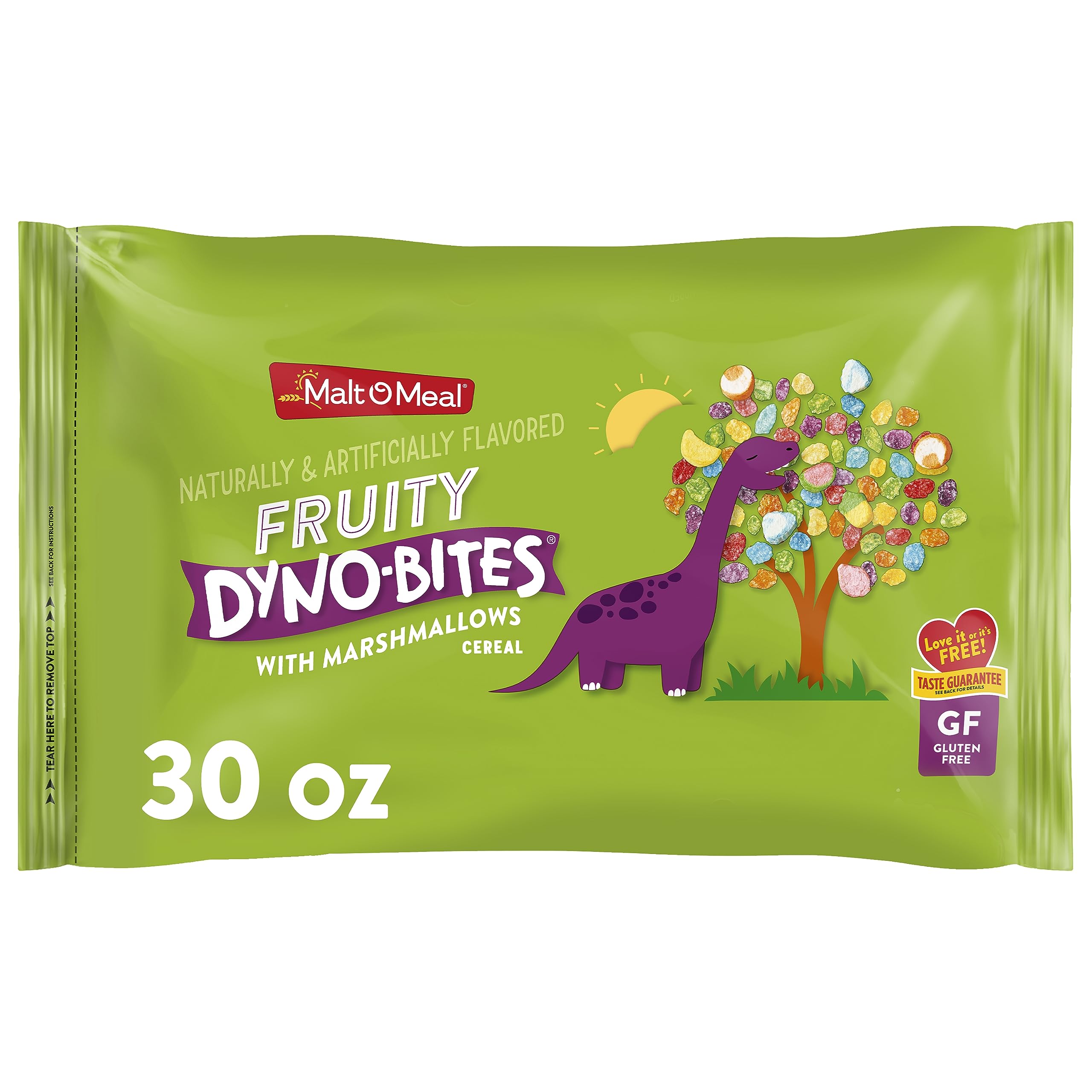 case of 6 Malt-O-Meal Fruity Dyno Bites Cereal with Marshmallows, Gluten Free Breakfast Cereal, Marshmallow Cereal with Fun Fruity Flavor, 30 OZ Resealable Cereal Bag (bid per bag)