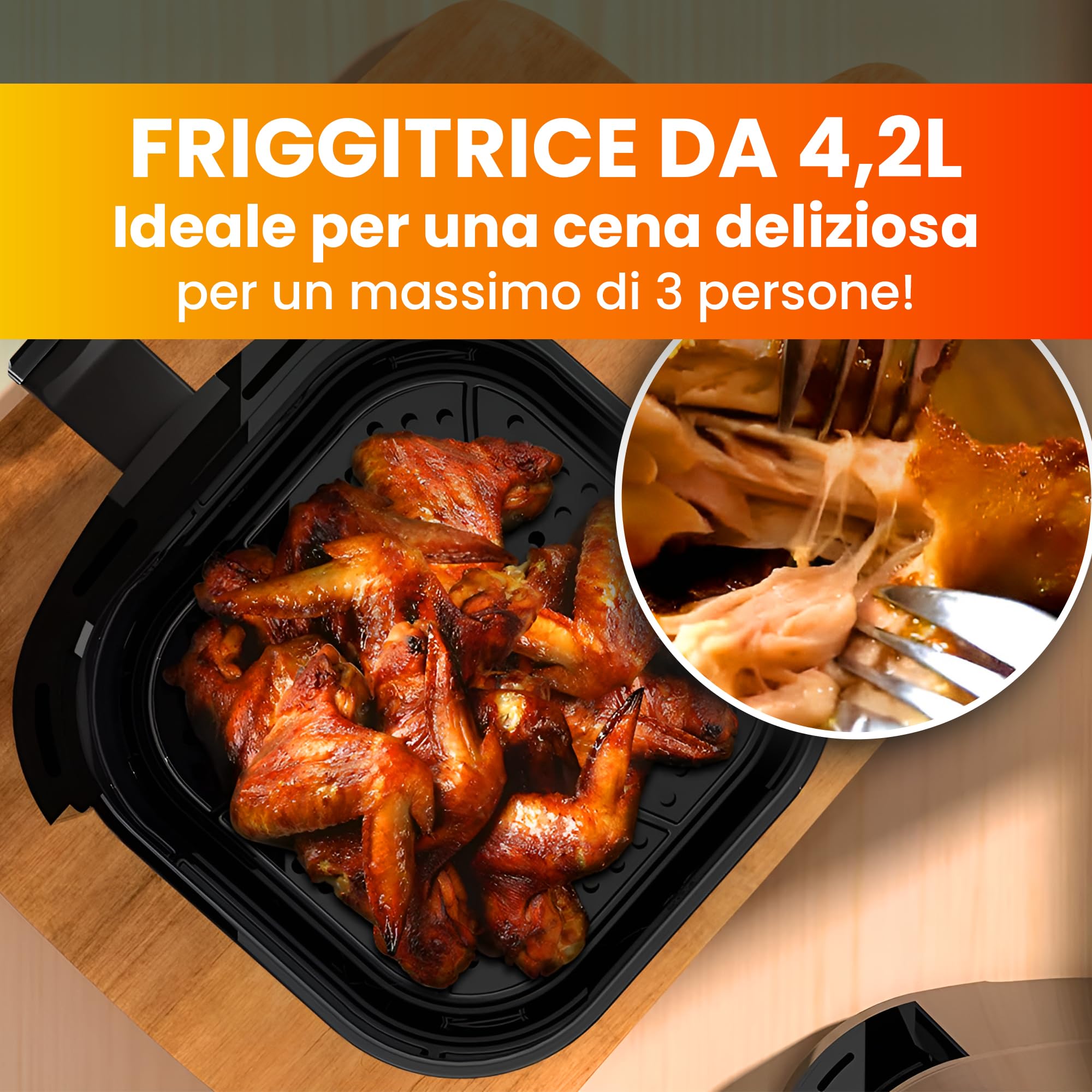 Extralink Friggitrice ad Aria 4,2L 1400W Air Fryer 10 Programmi Touch