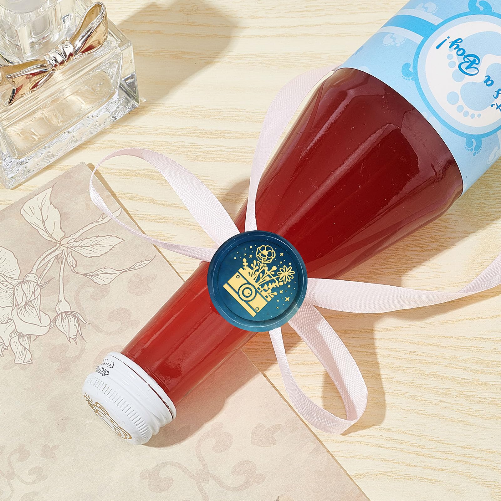 Sello De Cera Vintage CRASPIRE - Cabeza De Latón 25 Mm Extraíble Con Mango De Madera, Para Sobres, Invitaciones Y Regalos