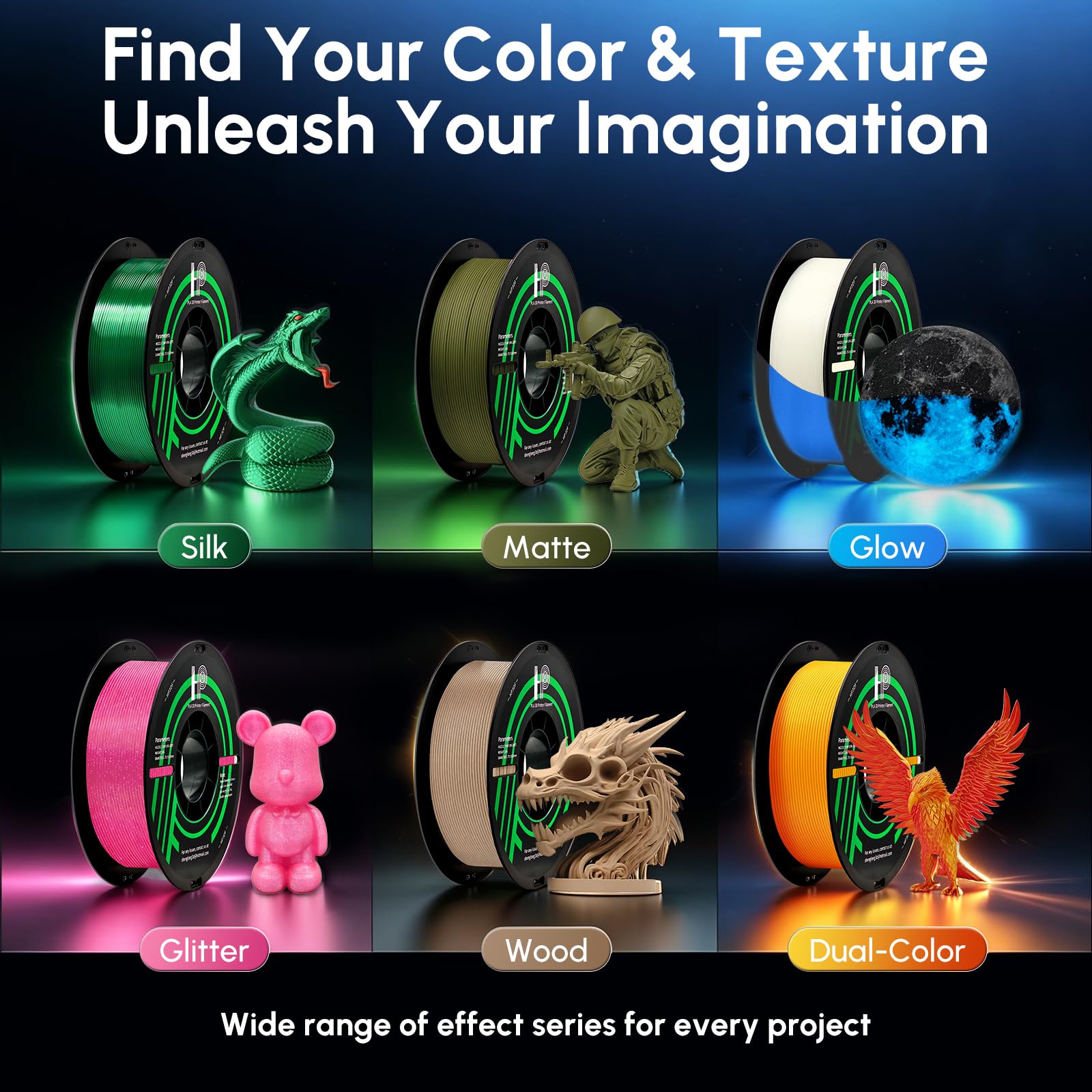 HP3DF Silk PLA Filament - Silk Green 1KG -2