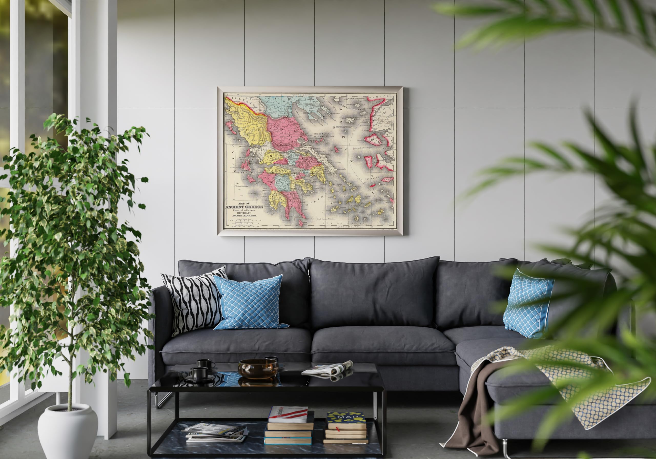Impresión de mapa histórico de la Grecia antigua de 1875, Atlas clásico de Mitchell, 61 x 45 cm