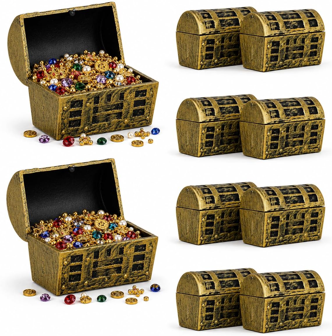 Gadpiparty 10pcs Mini Treasure Chest, Treasure Chest Party Favors, Vintage Jewelry Storage Decorative Mini Box Ornaments Party Centerpiece Favors Desktop Aquarium Decor