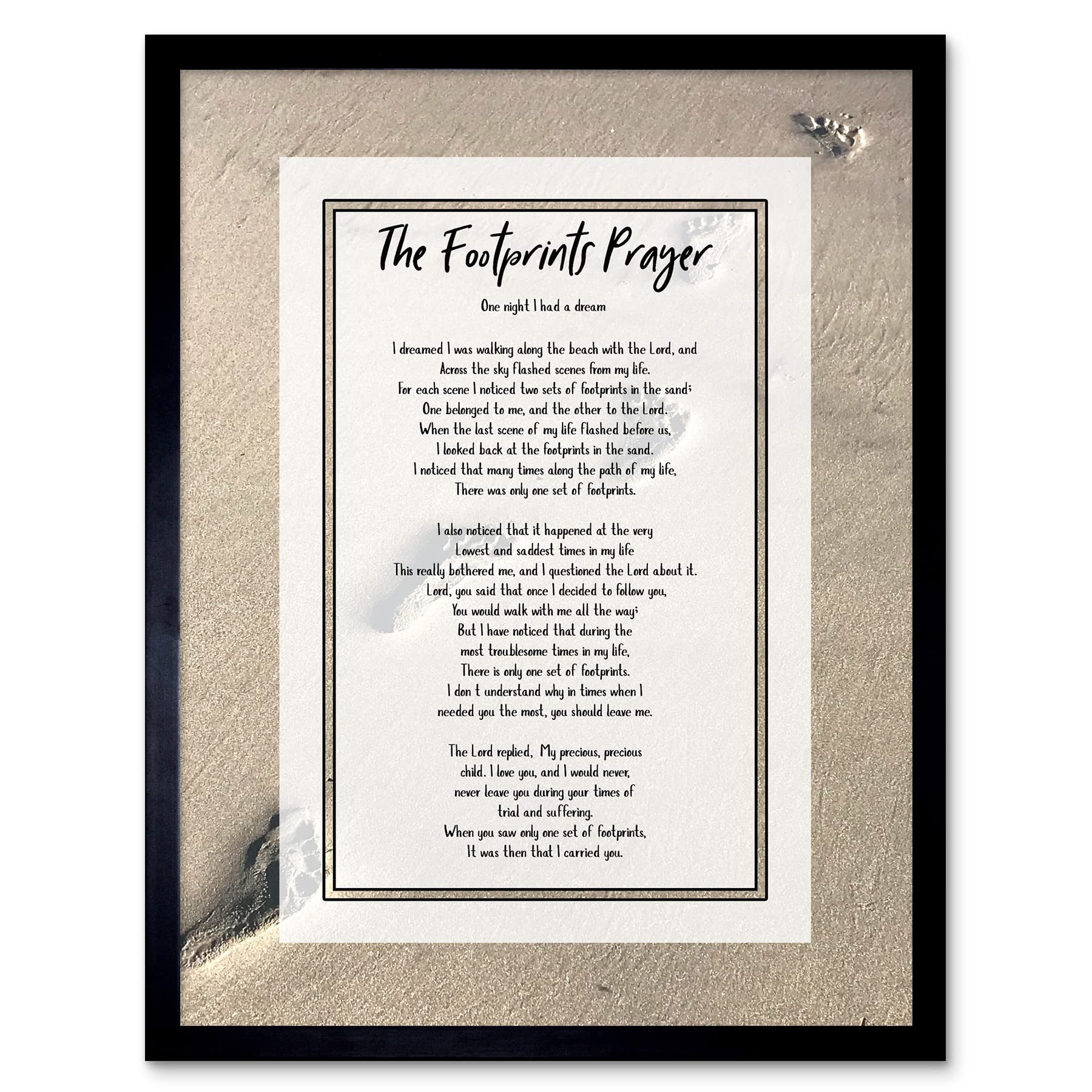 Artery8 God Jesus Footprints In The Sand Poem Inspirational Art Print Framed Poster Wall Decor 12x16 inch