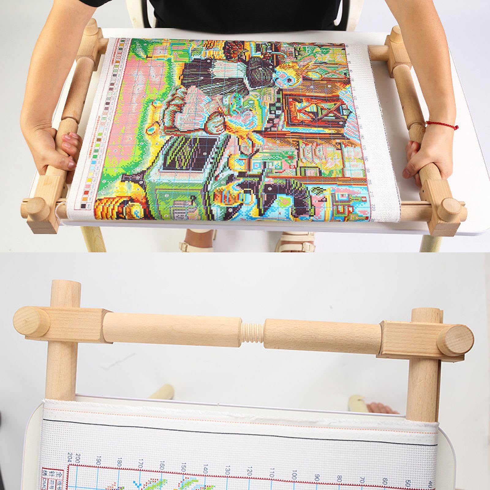 Bastidor de bordado de Para madera con altura ajustable para principiantes. Posición trabajo cómoda para proyectos bordado. Bastidor para niños, adultos y principiantes.