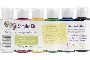 DecoArt DASK278 Crafter's Acrylics Primary Sample Pack, Blue, Green, White