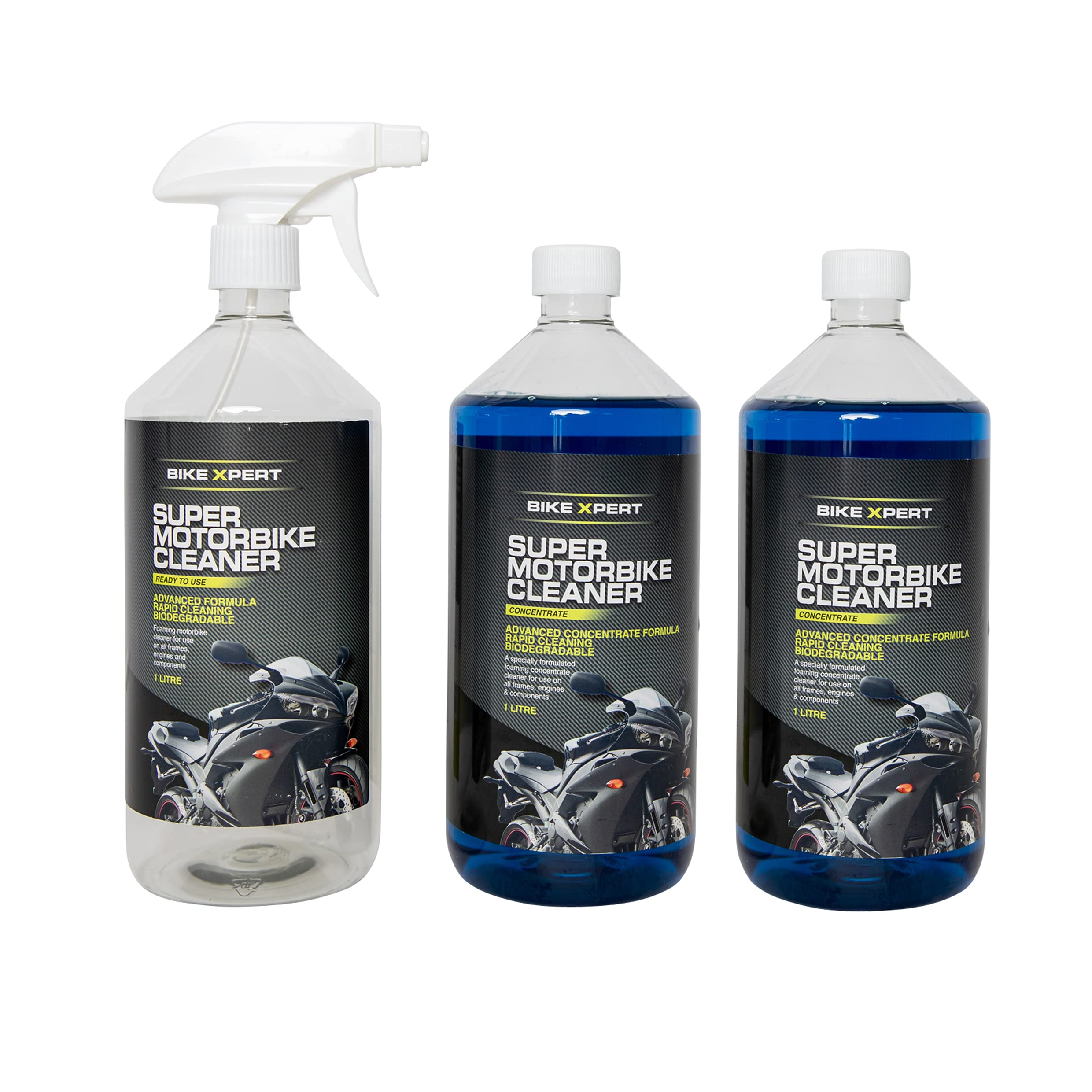 Star BriteBike Xpert Super Motorbike Cleaner Concentrate | 1 Litre (2 Pack) With Empty Foaming Trigger Bottle | Fast Acting Motorcycle Cleaning Wash | Biodegradable