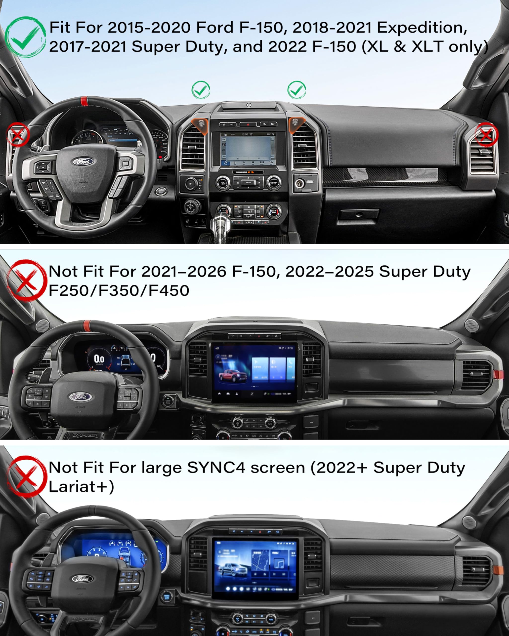 APPS2Car Supporto magnetico per bocchetta dell'aria per Ford F-150 (2015-2020), Super Duty (2017-2022), Expedition (2018-2021), supporto per telefono compatibile con iPhone serie 12-16 e custodia