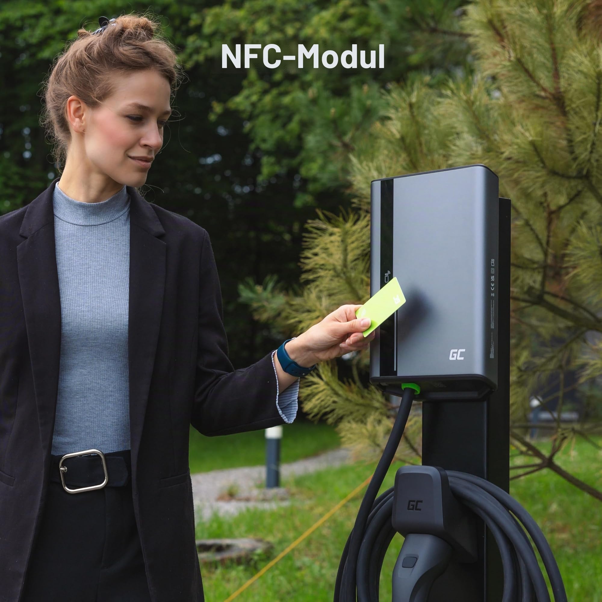 Green Cell GC HabuDen Wallbox 22kW 32A 7,5m Typ 2 Ladekabel Intelligente EV Ladestation mit RFID NFC GC App Bluetooth WiFi Kompatibel mit Allen e-Auto Zuhause Laden mit 22kW, 11kW, 7.2kW, 3.6kW