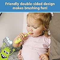 Vista 8 de Dr. Brown's ToothScrubber Cepillo de dientes para niños pequeños, cepillo de dientes de entrenamiento de triple cara con base de ventosa, monstruo