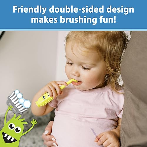 Miniatura 37 de Dr. Brown's ToothScrubber - Juego de cepillos de dientes para niños pequeños, monstruo con pasta de dientes sabor fresa Paquete de 2, juego