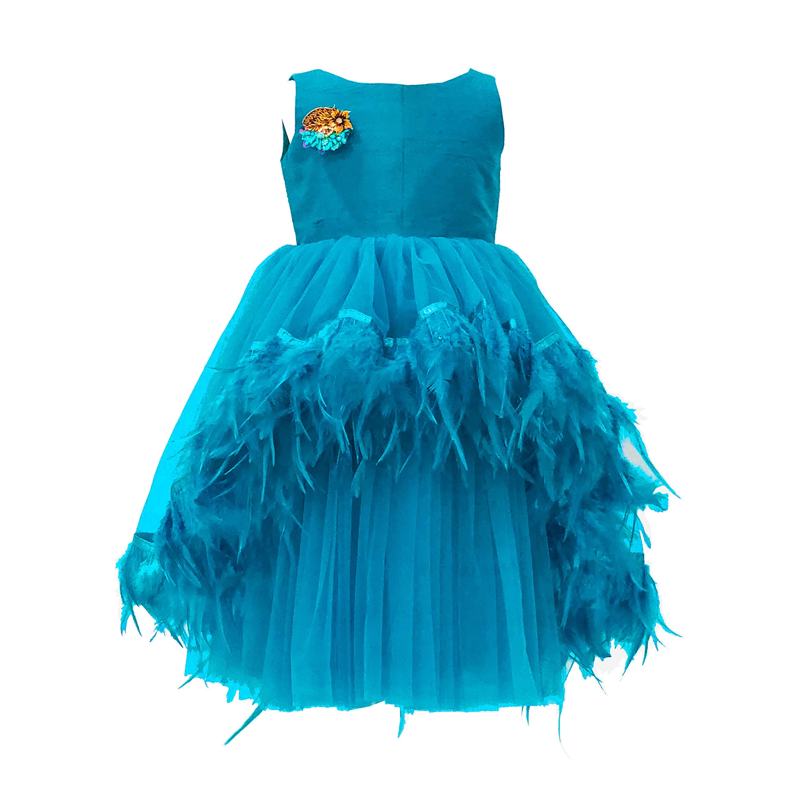YAKSI DEEPTHI REDDY Blue Tulle High low party gown for Girls
