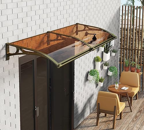 Toldo para puerta y ventana, UPF 50+, tablero de policarbonato con soporte de aluminio, toldo voladizo para puertas delanterasventanas, toldo
