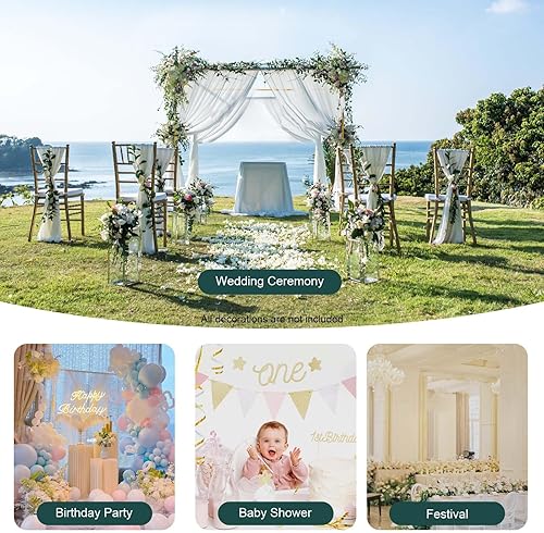 Miniatura 7 de Soporte de arco de boda de 9.8 pies con bases, arco de fondo cuadrado de metal dorado, marco de fiesta de arco grande para bodas, fiestas de