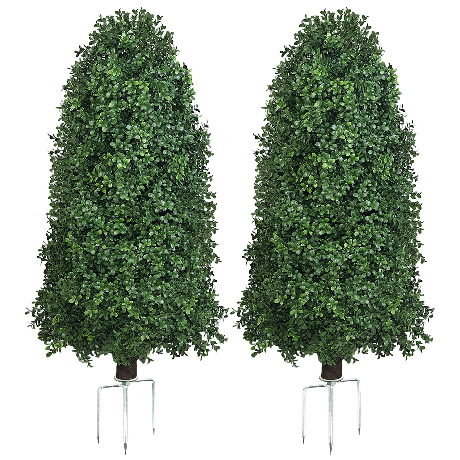 Boxwood Topiary Bush -Artificial Topiary for Outdoors-Evergreen Plants Topiary Ball Tree UV-Resistant 2-Pack for Front Porch Garden Yard Balcony Decor