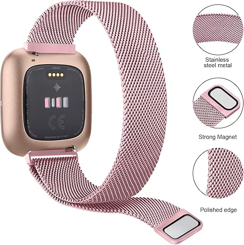 Miniatura 2 de Oumida Bandas de metal compatibles con Fitbit Versa 2Fitbit VersaVersa LiteVersa SE, correa magnética ajustable de acero inoxidable para Fitbit