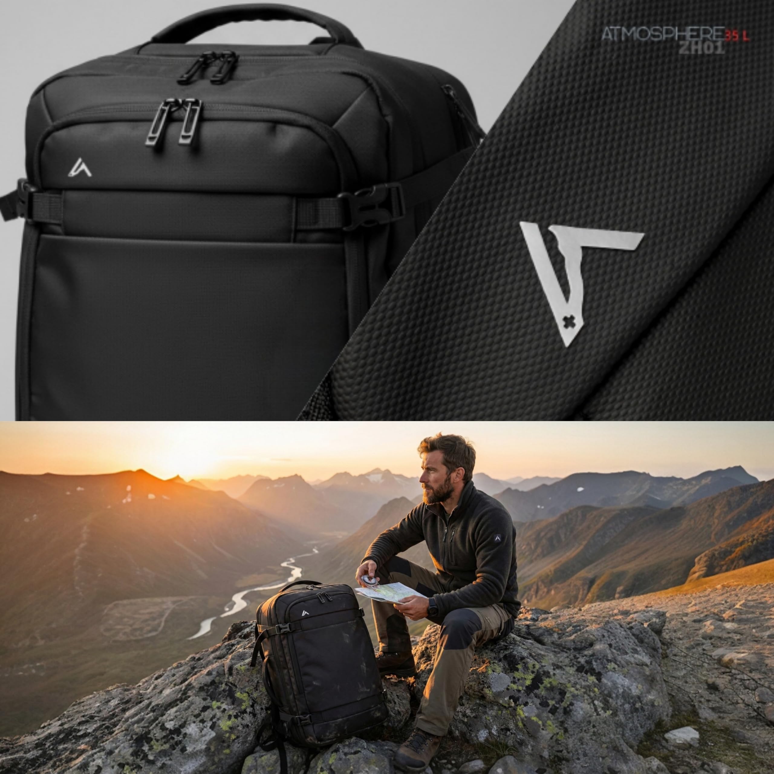 +Zermatt-Horn Mochila de Viaje con Bolsa Vacío Smart+. Mochila Extensible 30L a 35L de Equipaje de Mano Cabina para Vuelo, portatil de 15"-17", para Hombre y Mujer, 40x30x20 Oxford. ZH02+ZHAUX02 — view 3
