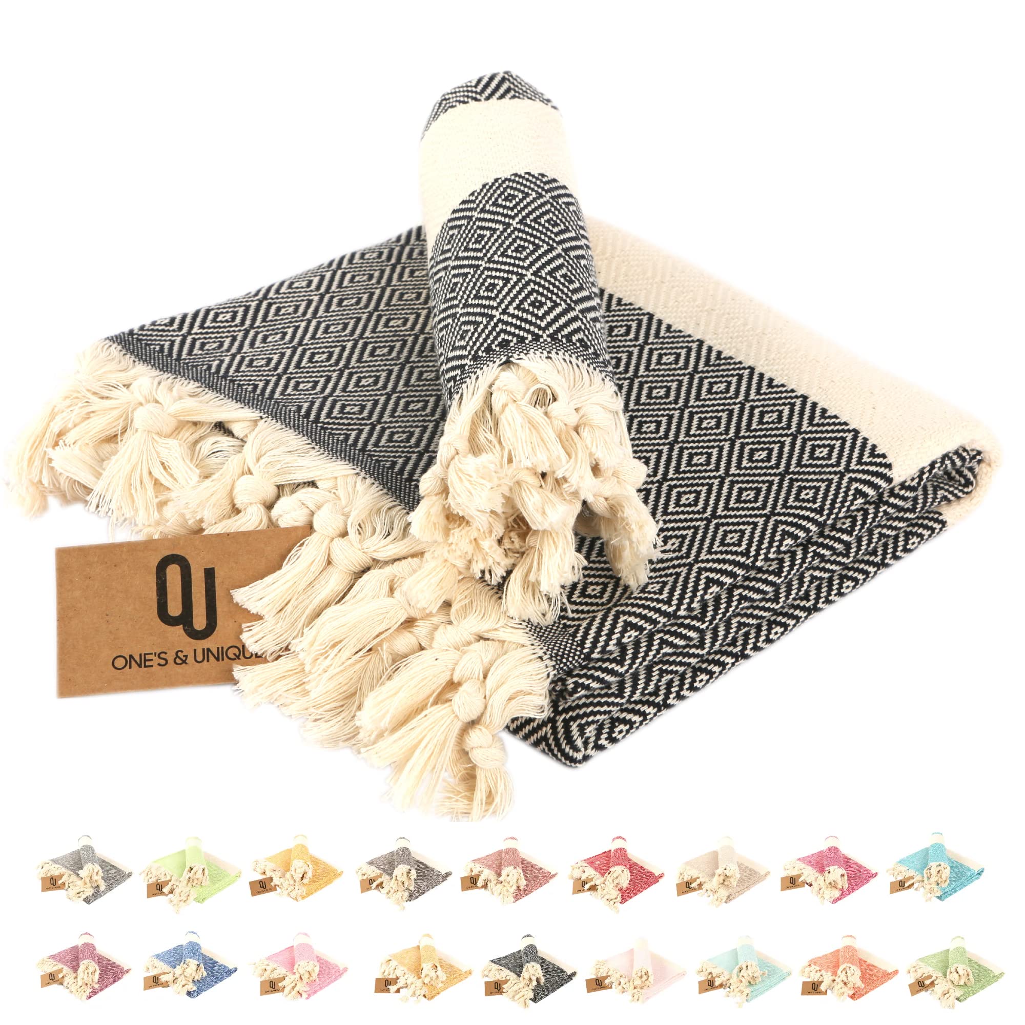 Beach Towel, Special Edition Set 2 Pcs. (XL+S), 100% Organic Cotton Turkish Beach Towels (100x180 & 50x100 CM), Quickdry, Compact & Lightweight Towels, 60% Thicker, Softer, Absorber