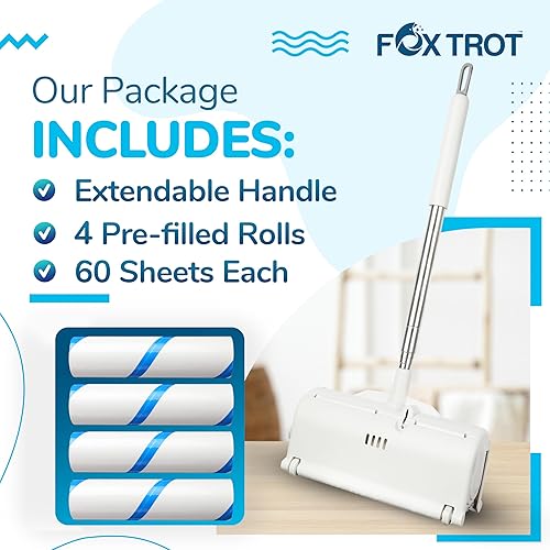 Miniatura 2 de Rodillo de pelusa grande para pelo de mascotas con mango largo, incluye 3 recambios de rodillos de pelusa, rodillo de pelusa para el suelo, rodillo