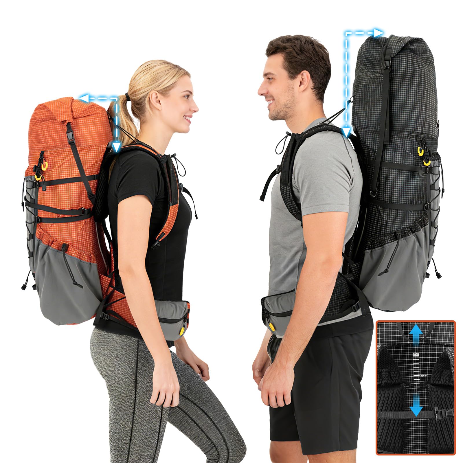 Night Cat Wanderrucksack Herren Damen 70L: Ultraleicht Rucksack mit Rahmen Für Outdoor Camping Trekking Wandern Hiking