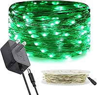 Vista 1 de RUICHEN Luces de Hadas de Alambre Plateado Enchufables de 33 Pies 100 LED Cadena de Luces con Carrete, Verde