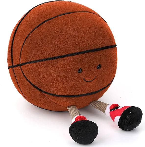 Cufoje Cute Basketball Stuffed Animal, 11.2 inches Basketball Stuffed Toy, Soft Basketball Plush with Legs Sports Throw Pillow, Funny Sports Basketball GIF for Kids Boys Girls