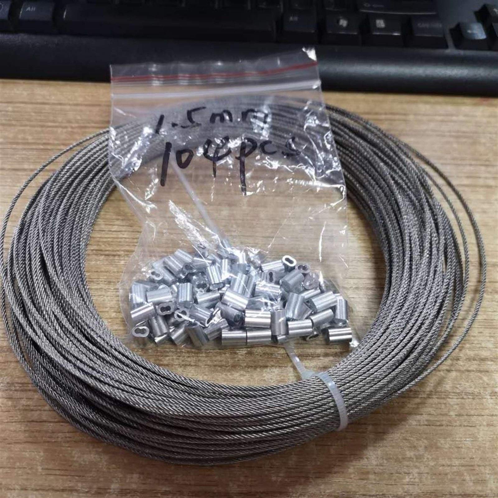 Fune Acciaio 50M / 100M 1,8 Millimetri Diametro 304 Stainless Steel Wire Rope più Morbida Pesca Sollevamento Cavo 7X7 Struttura 1,8 m Diametro (Size : 1.8mm 100M)