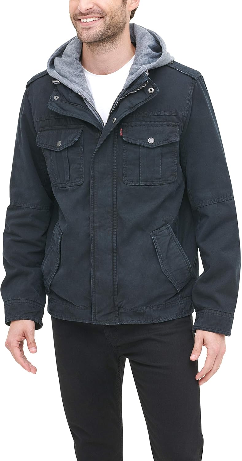 Levi's Men's Washed Cotton Hooded Military Jacket (Regular & Big & Tall Sizes) - Image 6