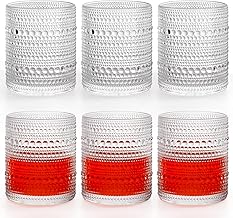 Swetwiny 6 Pack Vintage Drinking Glasses, 10 Ounce Rocks Glasses Hobnail Drinking Glasses, Old Fashioned Glassware Clear Highball Glasses Water Glasses for Whiskey Cocktail Beer Juice