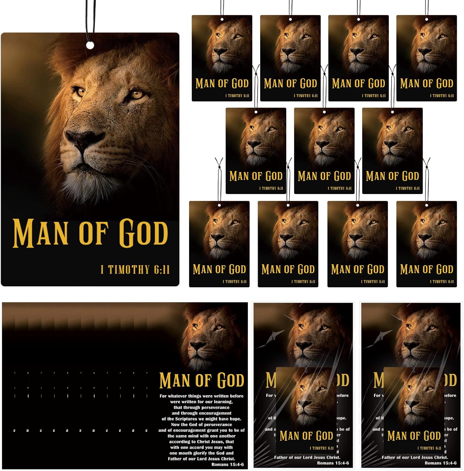 Batiyeer 40 Sets Man of God Gift Christian Gifts Bulk Religious Car Air Freshener Bible Verse Cards with Bags Appreciation Gift for Church Staff Father's Day Pastor Dad Godfather Men Party Favors