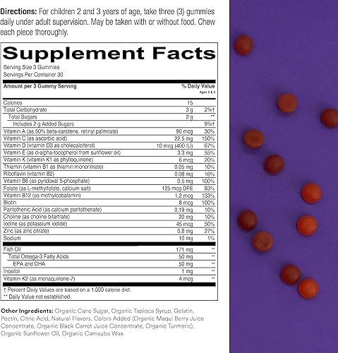 Miniatura 3 de SmartyPants Paquete de gomitas multivitamínicas prenatales y para niños pequeños aceite de pescado Omega 3 (EPADHA), biotina, metilfolato, vitamina