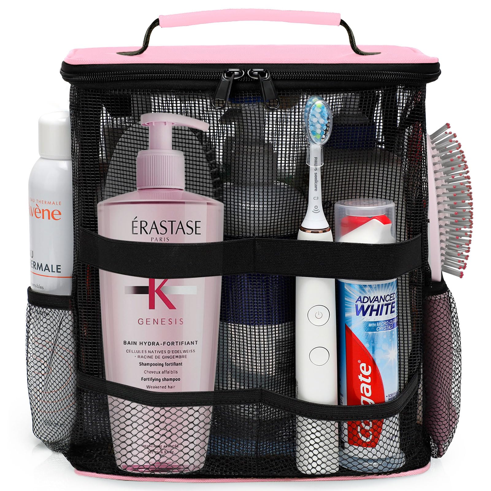 Dorm Room Essentials for Girls Mesh Shower Caddy Hanging Large Capacity Toiletry Bag for Women Quick Dry Shower