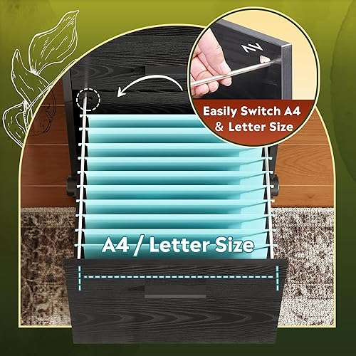 Miniatura 5 de DEVAISE Archivador de 2 cajones soporte de impresora móvil con estante de almacenamiento abierto archivador de madera para tamaño A4 o carta para