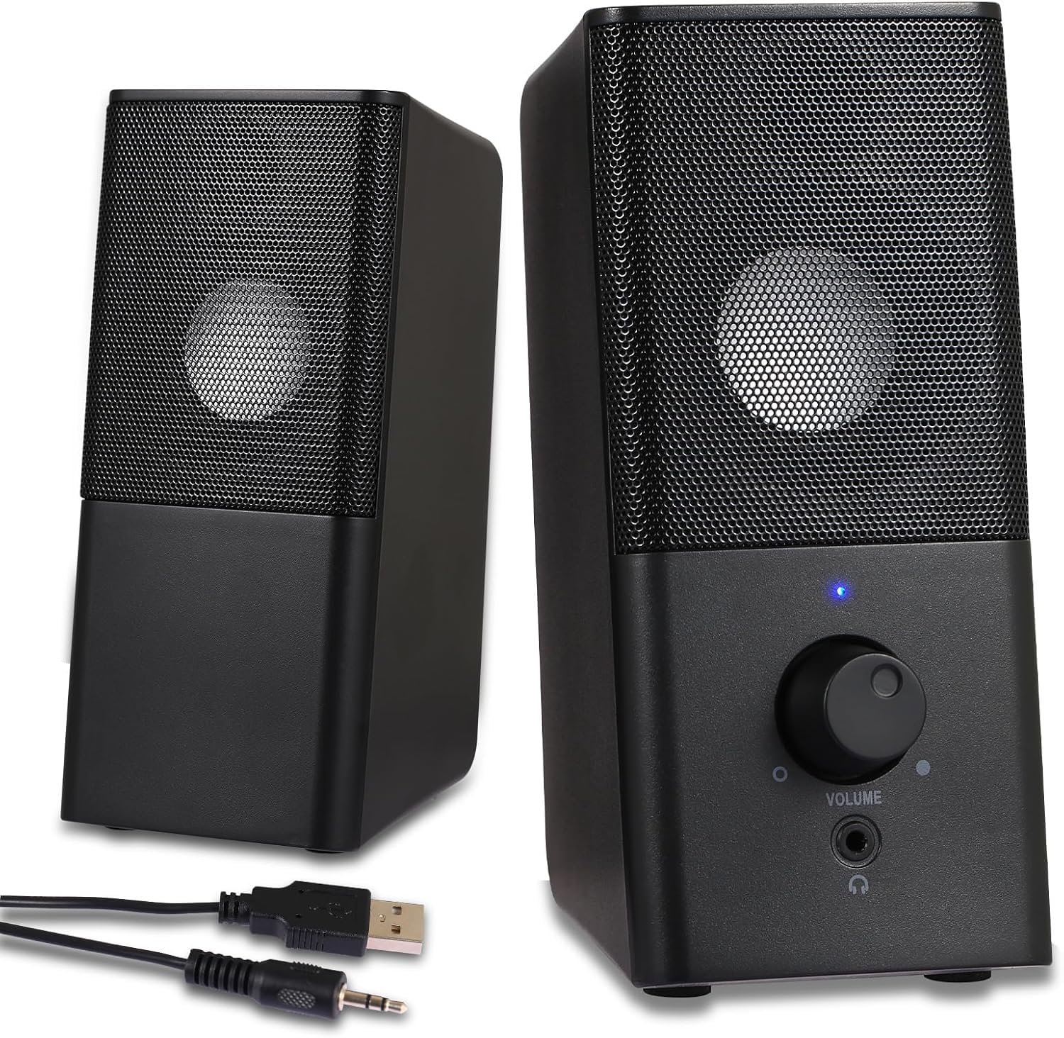 H21 - Altoparlanti classici per computer desktop, suono stereo completo, alimentazione USB, altoparlante da gioco con AUX da 3,5 mm multimediale per laptop/desktop/tablet/telefono