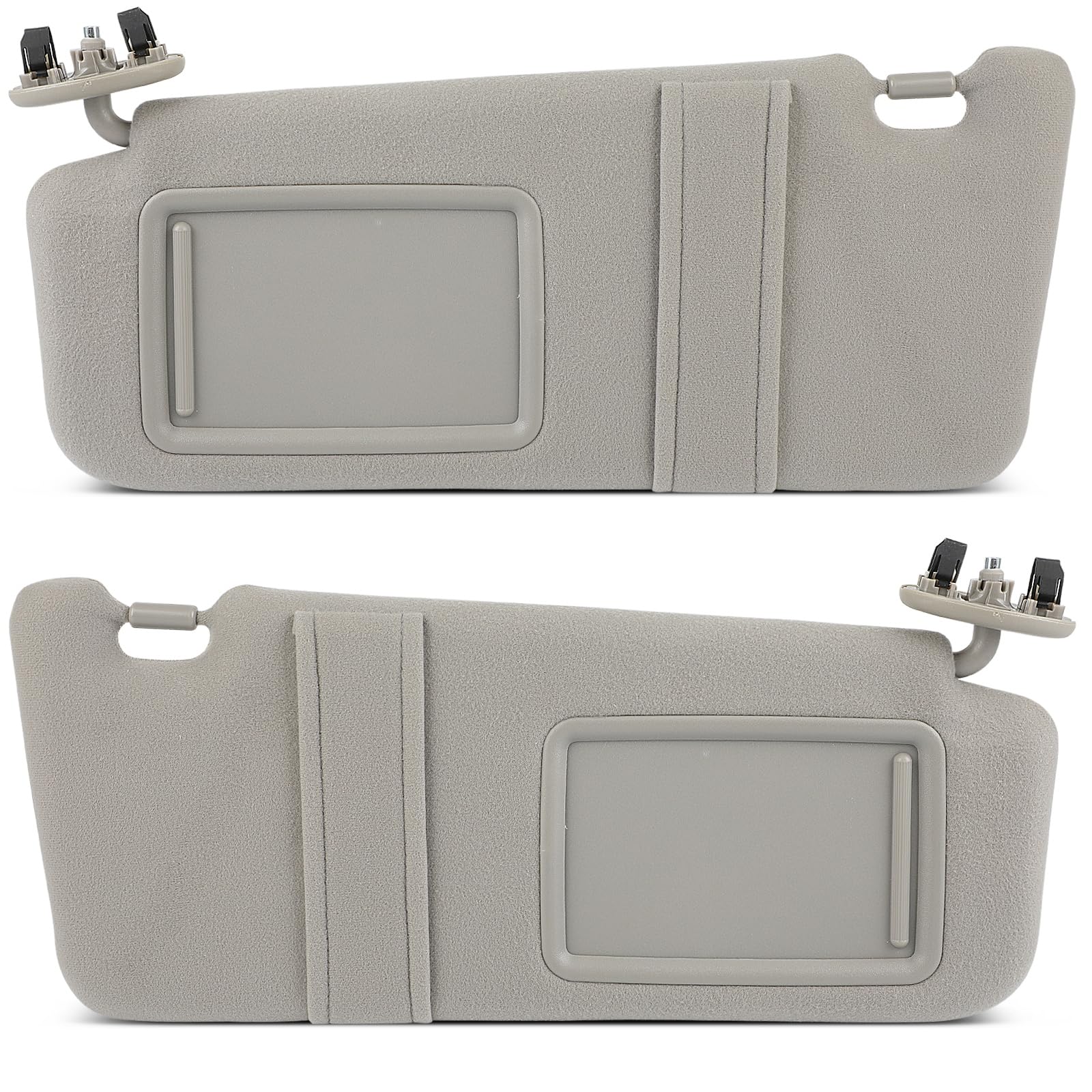 Gray Left Driver & Right Passenger Sides Car Sun Visor Without Sunroof for 2007-2011 For Toyota For Camry,Replacement Assembly 7432006780B0,04002-30506-B0,74320-06290-B2,74310-06750-B0 (with mirror)