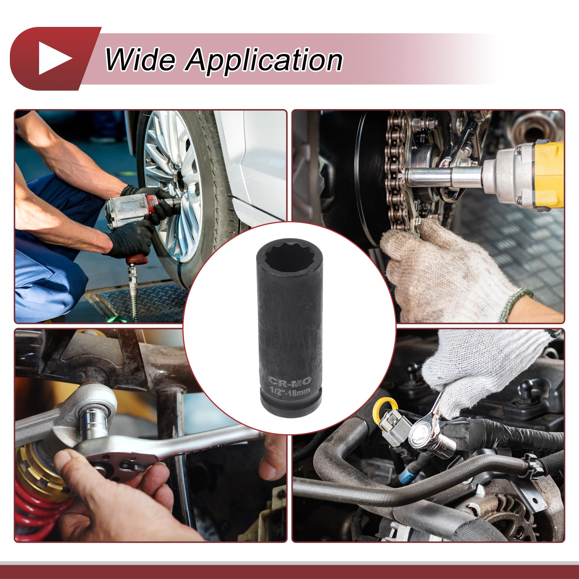 HEROFFIX 1 Pcs Impact Socket Durable Hardware Tool 78mm Black High Carbon Steel 12 Point 18mm for Car Motorcycle Dirtbike Repair 1/2 Inch Drive - Image 3