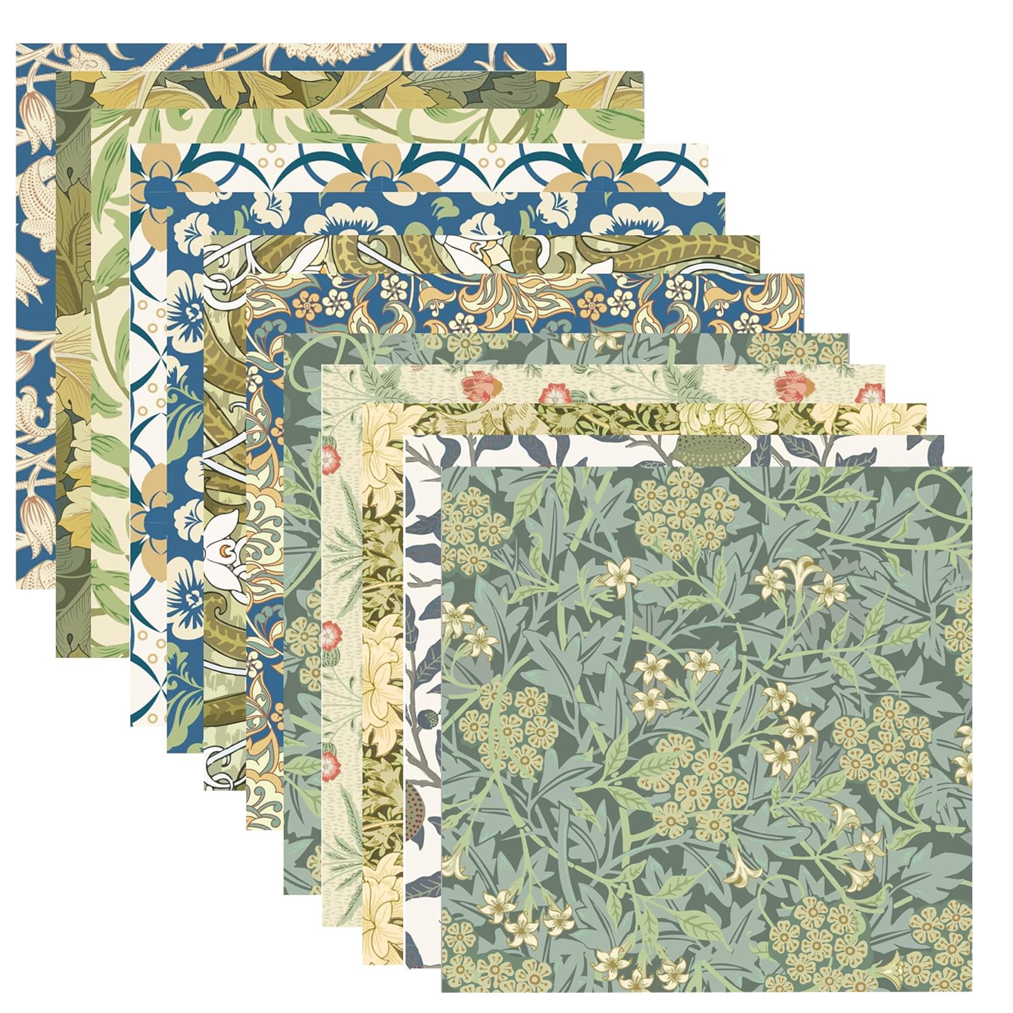 24 Sheets William Morris Pattern Paper 12" x 12" Vines and Flowers William Morris Scrapbook Paper Pad Vintage Floral Pattern Retro Flower Textured