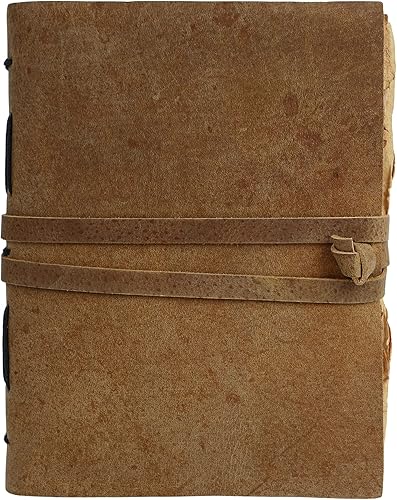 Miniatura 2 de KomalC Diario de cuero vintage para mujeres y hombres, 8 x 6 pulgadas, antiguo hecho a mano, con borde de cubierta vintage, cuaderno de bocetos de