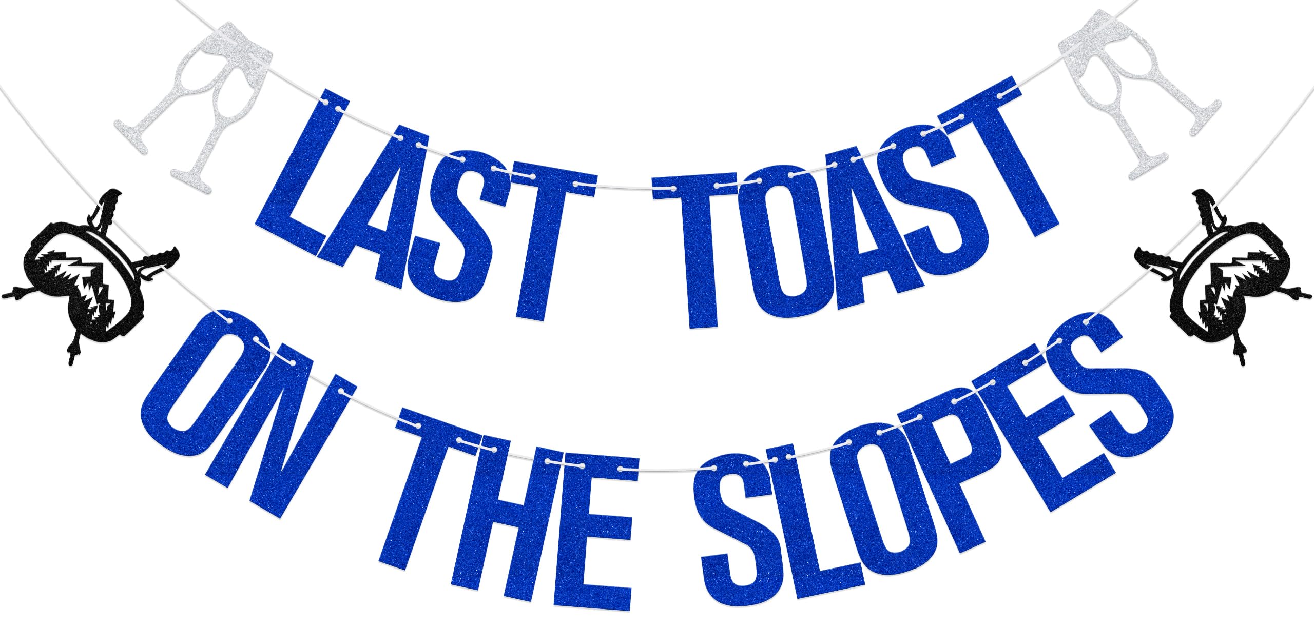 Aumccxz Last Toast on the Slopes Banner Apres Ski Bride Brial Shower Bachelorette Party Decorations Snow in Love Bridal Shower Decorations Blue Silver & Black