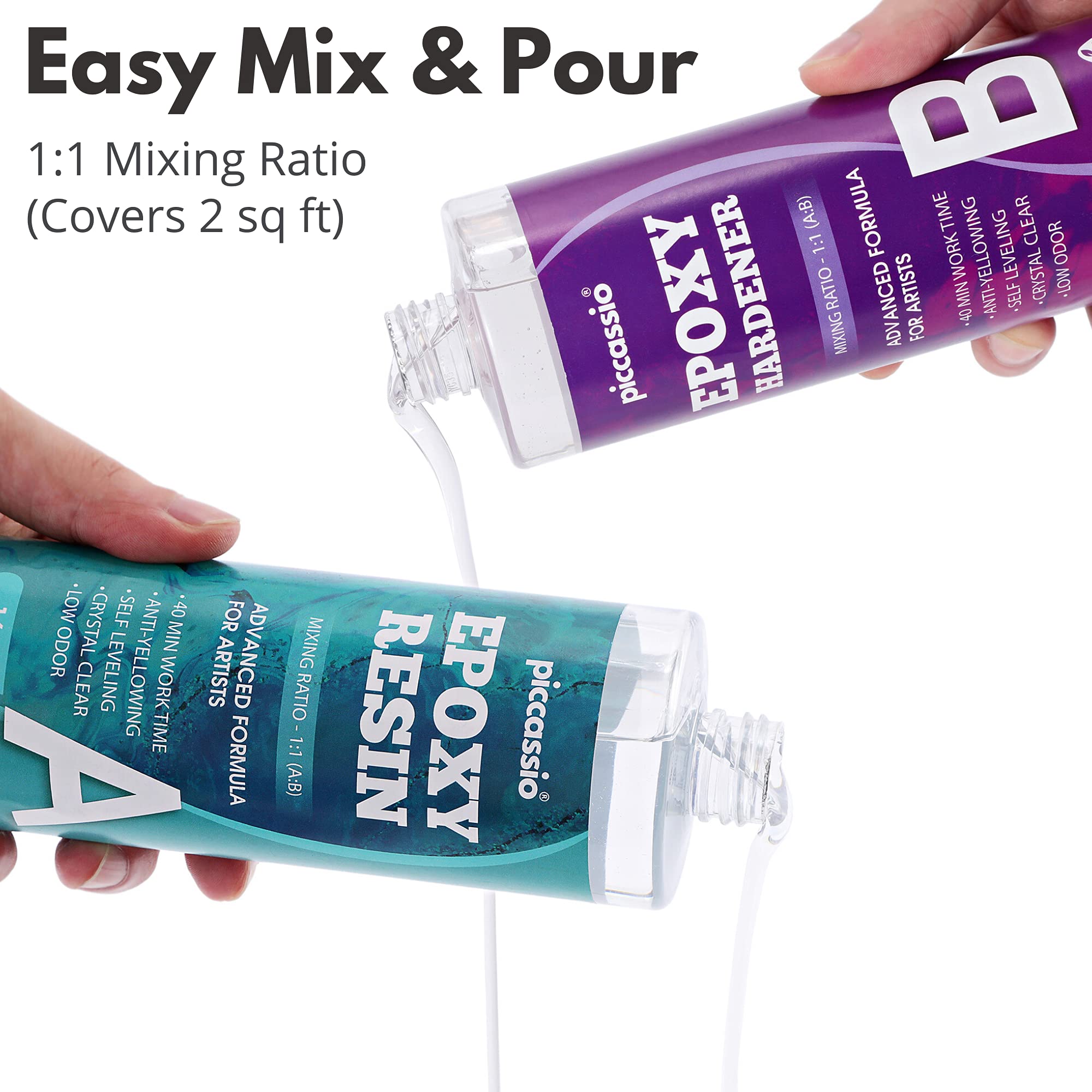 32oz Crystal Clear Epoxy Resin Kit Piccassio Easy Cure High Gloss