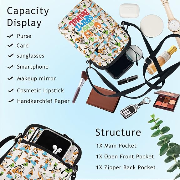 Goofy Cartoon Crossbody Bag - Adjustable Strap, Perfect Gift!